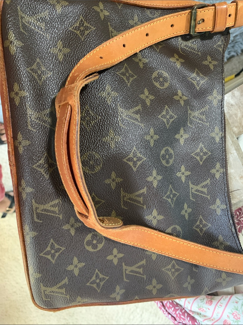 Louis Vuitton Monogram Canvas Shoulder Bag in Brown with Tan Trim with wear - Picture 9 of 14